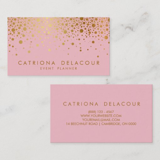 Faux Gold Foil Confetti Business Card Pink Zazzle