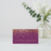 Faux Gold Foil Confetti Business Card | Purple II (Standing Front)