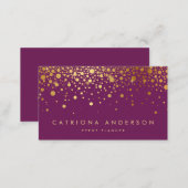 Faux Gold Foil Confetti Business Card | Purple II (Front/Back)
