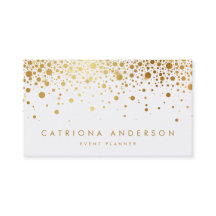 Faux Gold Foil Confetti Business Card | White
