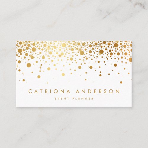 Faux Gold Foil Confetti Business Card  White