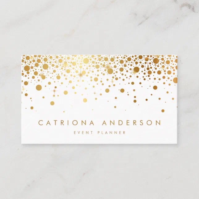 Faux Gold Foil Confetti Business Card White Zazzle