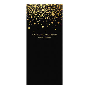 Faux Gold Foil Confetti Business Rack Card   Black