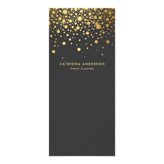 Faux Gold Foil Confetti Business Rack Card | Gray (Front)