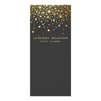 Faux Gold Foil Confetti Business Rack Card | Gray
