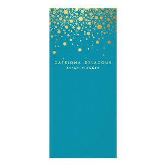Faux Gold Foil Confetti Business Rack Card | Teal