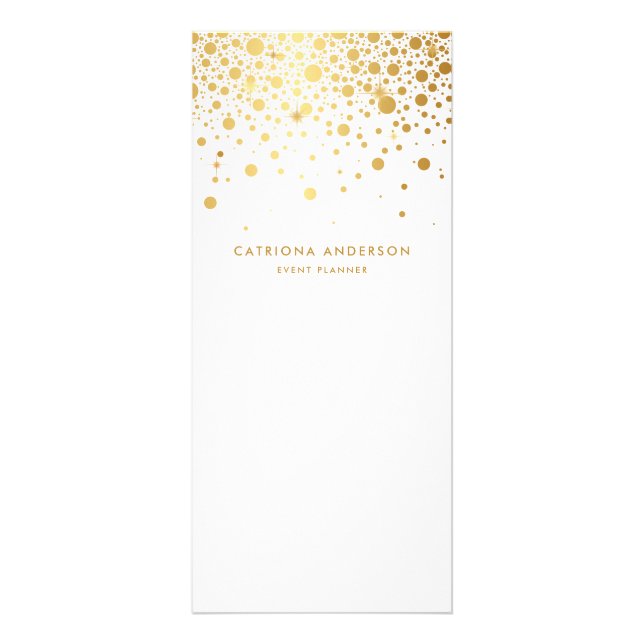 Faux Gold Foil Confetti Business Rack Card | White (Front)