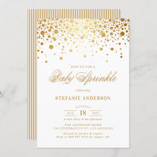 Faux Gold Foil Confetti Dots Baby Sprinkle Invitation