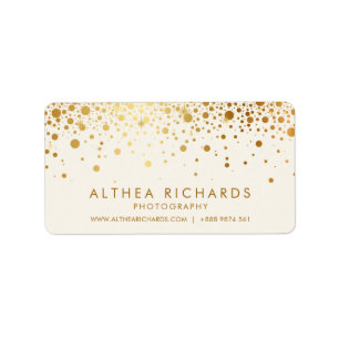 Faux Gold Foil Confetti Dots Business Card Ivory Label