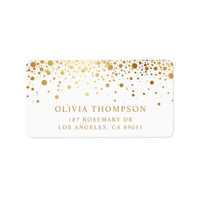 Faux Gold Foil Confetti Dots Elegant Address Label (Front)