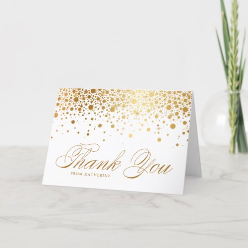 Faux Gold Foil Confetti Dots Elegant Custom Thank You Card