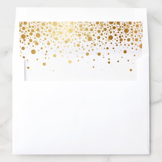 Faux Gold Foil Confetti Dots Elegant Envelope Liner