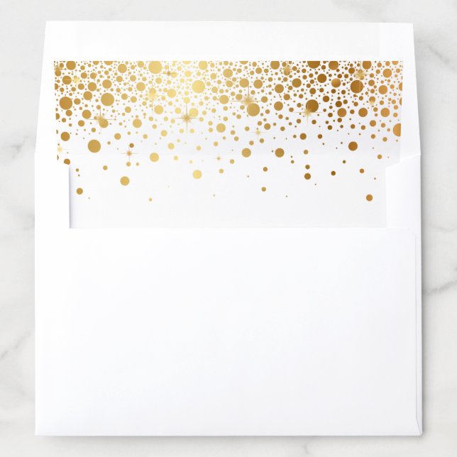 Faux Gold Foil Confetti Dots Elegant Envelope Liner (In Envelope)