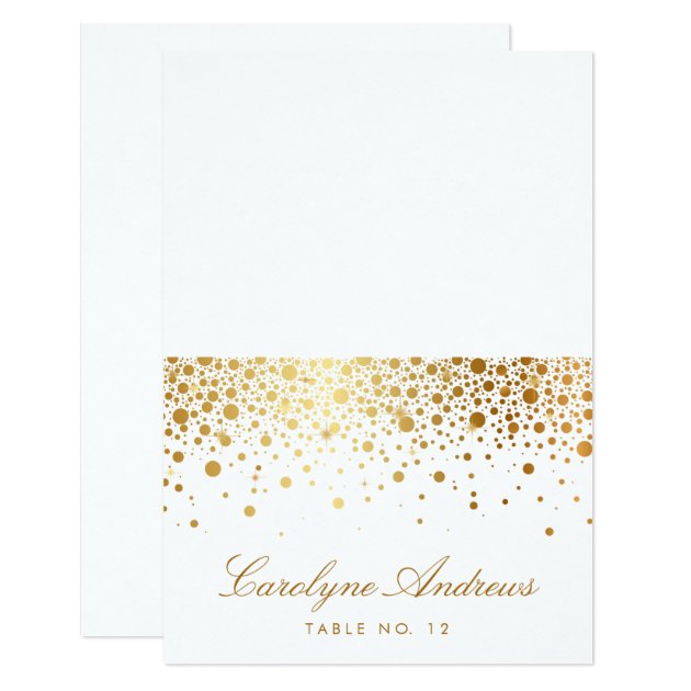 Faux Gold Foil Confetti Dots Elegant Place Card II