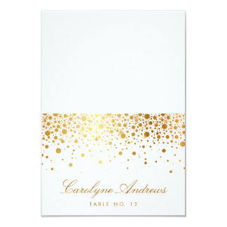 Faux Gold Foil Confetti Dots Elegant Place Card II