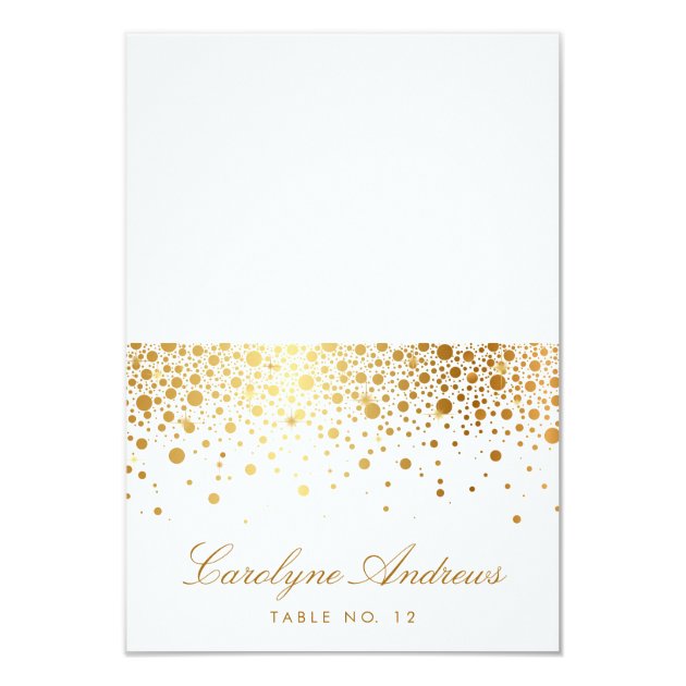 Faux Gold Foil Confetti Dots Elegant Place Card II