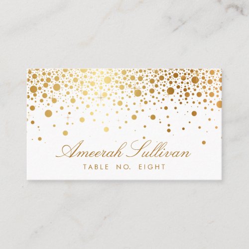 Faux Gold Foil Confetti Dots Elegant Place Cards