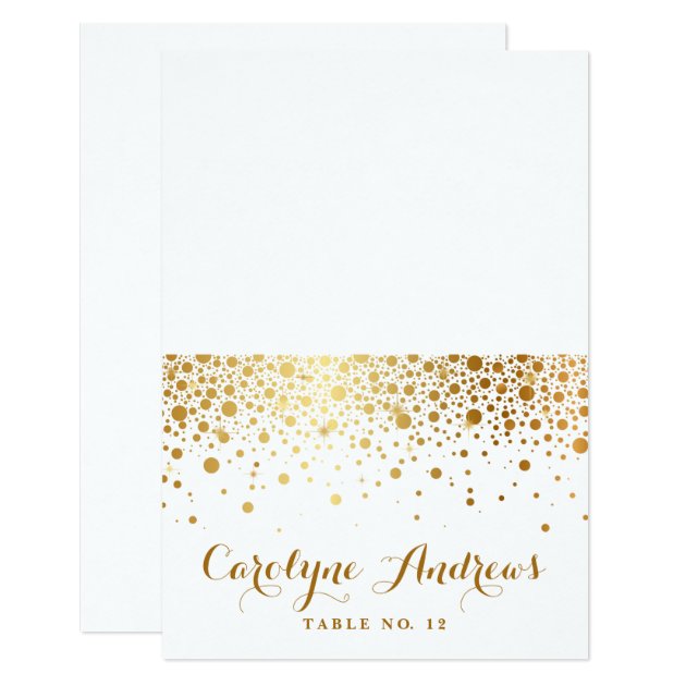 Faux Gold Foil Confetti Dots Elegant Place Cards I