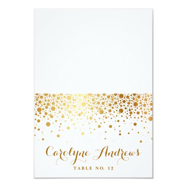 Faux Gold Foil Confetti Dots Elegant Place Cards I