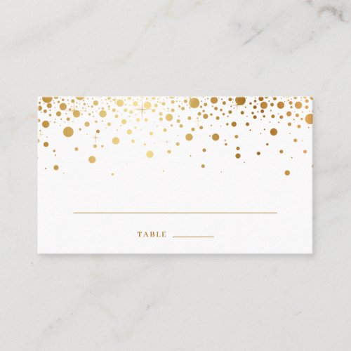 Faux Gold Foil Confetti Dots Elegant Wedding Place Card