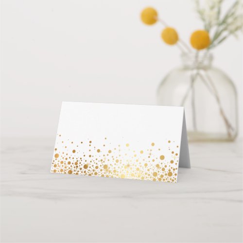 Faux Gold Foil Confetti Dots II Place Card