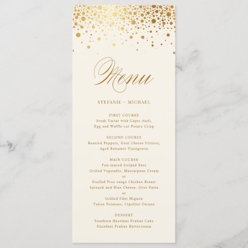 Faux Gold Foil Confetti Dots  Ivory Vintage Menu