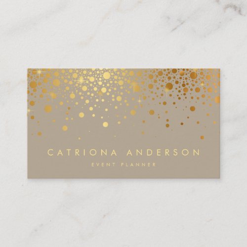 Gold Foil Confetti Dots Modern Business Card