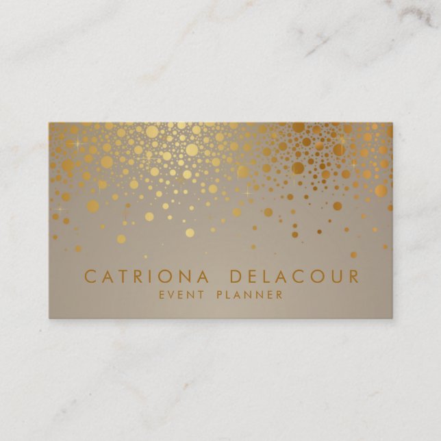 Faux Gold Foil Confetti Dots Modern Business Card (Front)