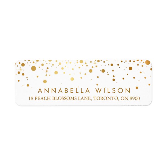 Faux Gold Foil Confetti Dots Modern Label (Front)