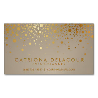 Faux Gold Foil Confetti Dots Modern Magnetic Business Card