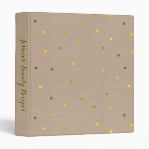 Faux Gold Foil Confetti Dots Personalized 3 Ring Binder