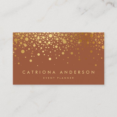 Faux Gold Foil Confetti Dots Terracotta Business Card
