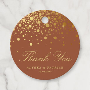 Faux Gold Foil Confetti Dots Terracotta Thank You Favor Tags