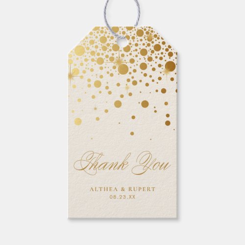 Faux Gold Foil Confetti Dots Thank You  Ivory Gift Tags