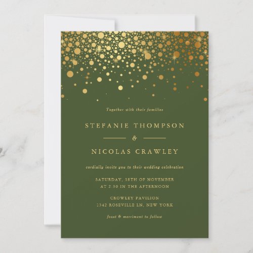 Faux Gold Foil Confetti Dots Wedding Invitation