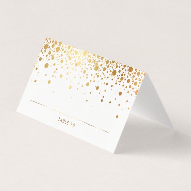 Faux Gold Foil Confetti Dots Wedding Place Cards