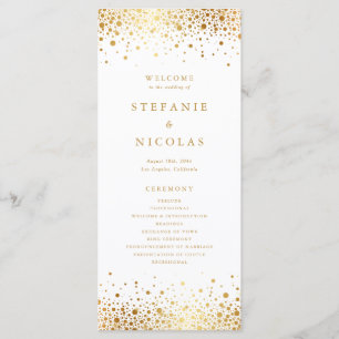 Faux Gold Foil Confetti Dots Wedding Program