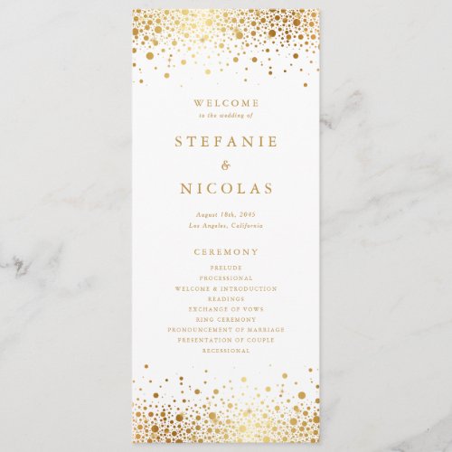 Faux Gold Foil Confetti Elegant Wedding Programs
