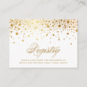 Faux Gold Foil Confetti Dots Wedding Registry Card