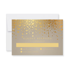 Faux Gold Foil Confetti Dots Wedding RSVP Card II