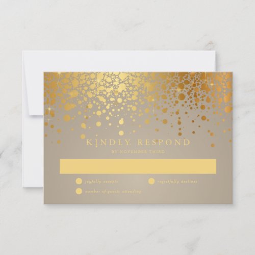 Faux Gold Foil Confetti Dots Wedding RSVP Card II
