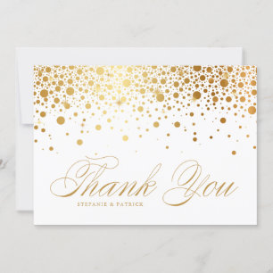 Faux Gold Foil Confetti Dots Wedding Thank You Card