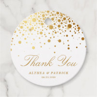 Faux Gold Foil Confetti Dots Wedding Thank You Favor Tags