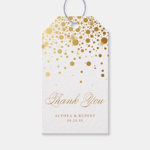 Faux Gold Foil Confetti Dots Wedding Thank You Gift Tags