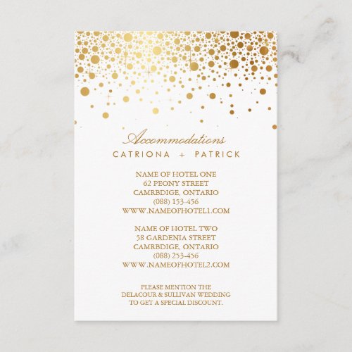 Faux Gold Foil Confetti Elegant Accommodations Car Invitation