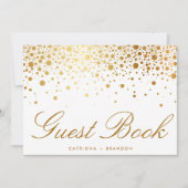 Faux Gold Foil Confetti Elegant Guest Book Sign (Front)