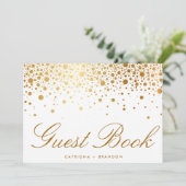 Faux Gold Foil Confetti Elegant Guest Book Sign (Standing Front)