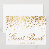 Faux Gold Foil Confetti Elegant Guest Book Sign (Front/Back)