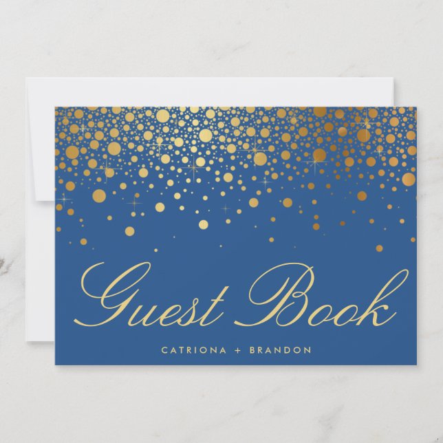 Faux Gold Foil Confetti Elegant Guest Book Sign Invitation (Front)
