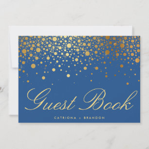 Faux Gold Foil Confetti Elegant Guest Book Sign Invitation